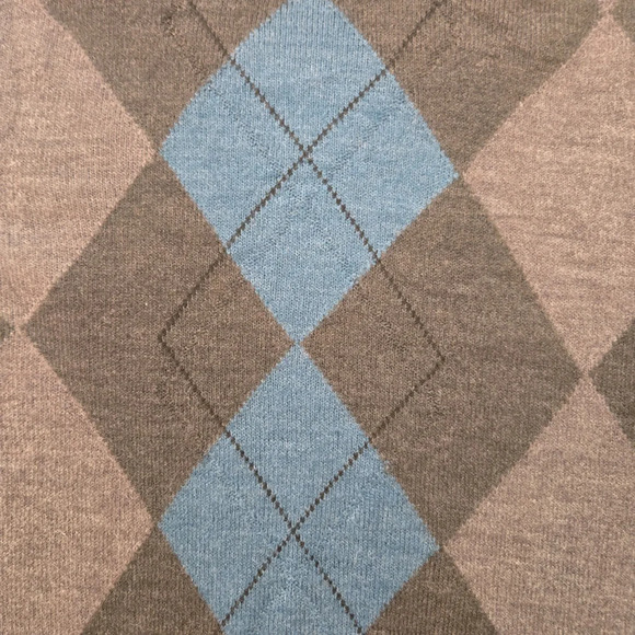 Dockers Mens Argyle Diamond Crewneck Long Sleeve Knit Sweater Size XL Gray Blue - Picture 6 of 11